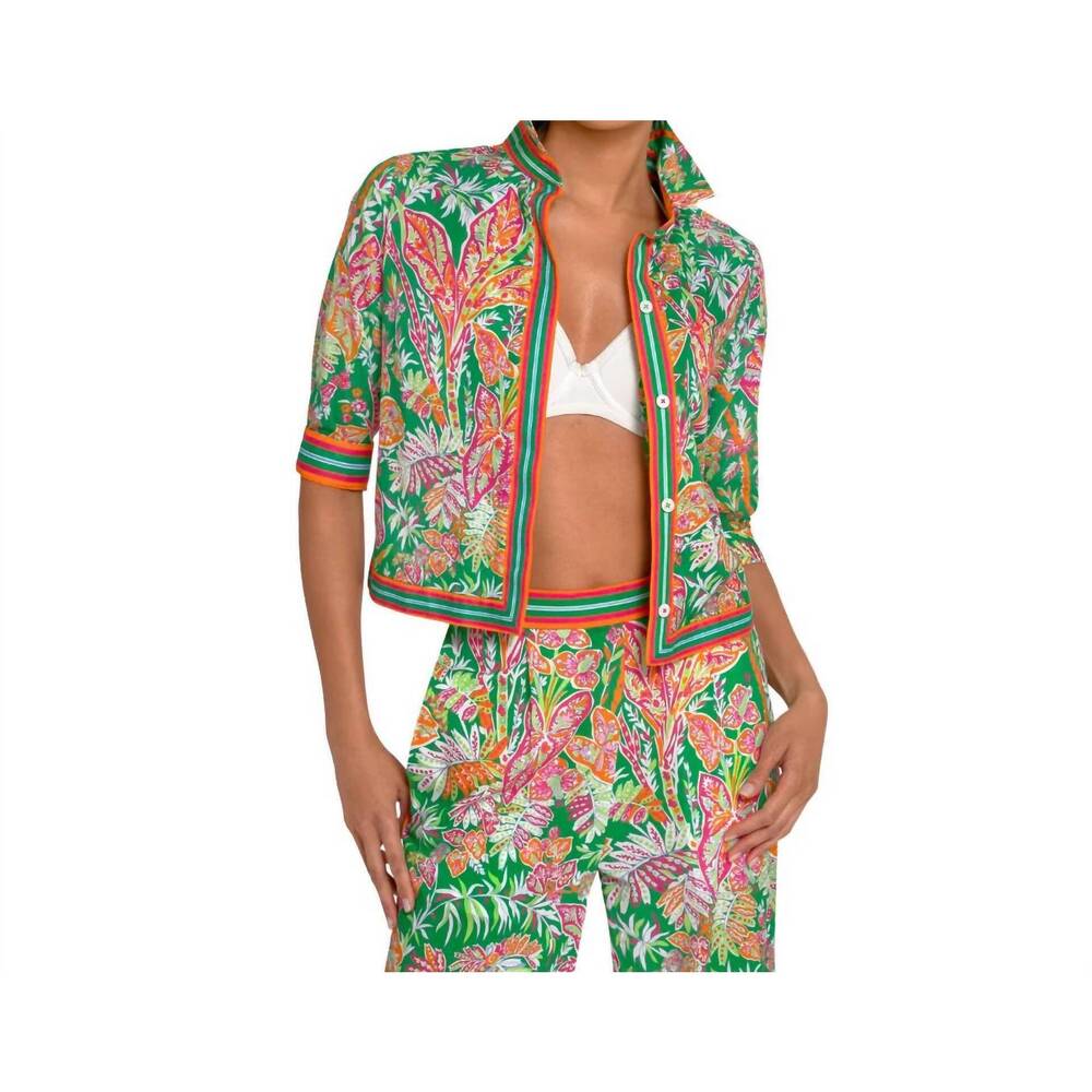 NEW GRETCHEN SCOTT women's effortless top in vintage vines kelly